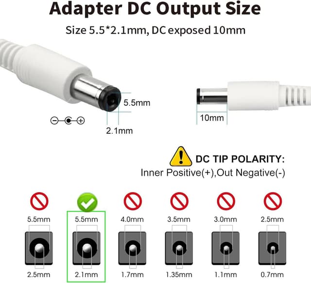 Detalle 2 de Tonton 12V-3A Netzteil (36W) mit 1,8 m Kabel, DC-Stecker 5,5 mm × 2,1 mm – für CCTV & Geräte mit 12V