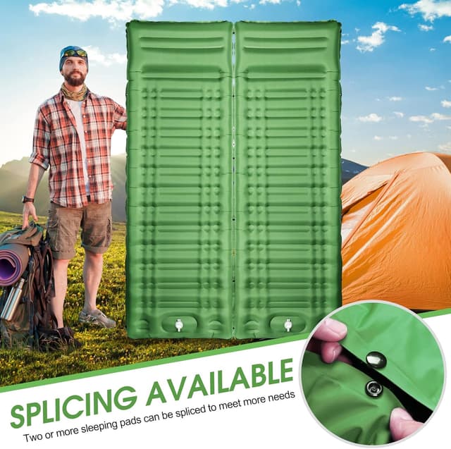 Detalle de Arlierss Isomatte (12 cm) – Luftmatratze fürs Camping mit Fußpumpe und Kissen