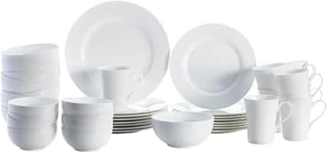 Detalle de Mikasa Delray 40-Piece Bone China Dinnerware Set (White) for 8