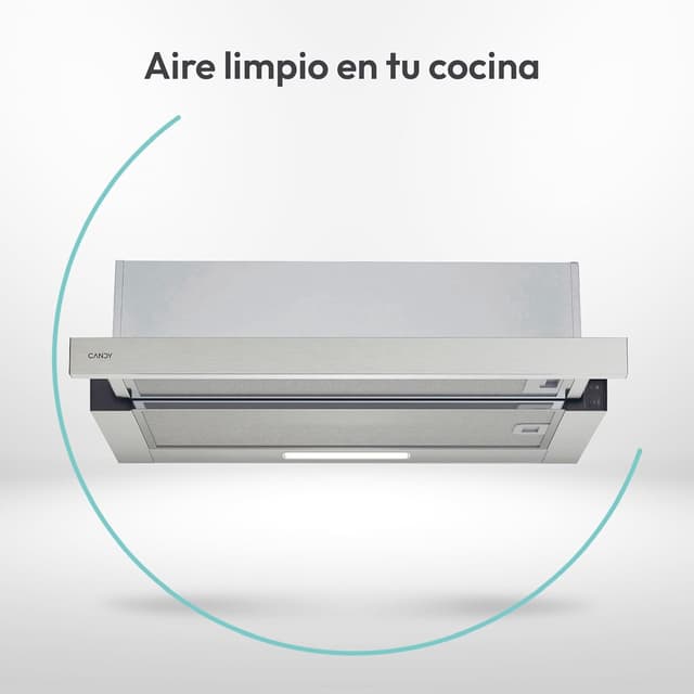 Detalle 1 de Candy CBT6130/3X Campana telescópica 60 cm, 264 m³/h
