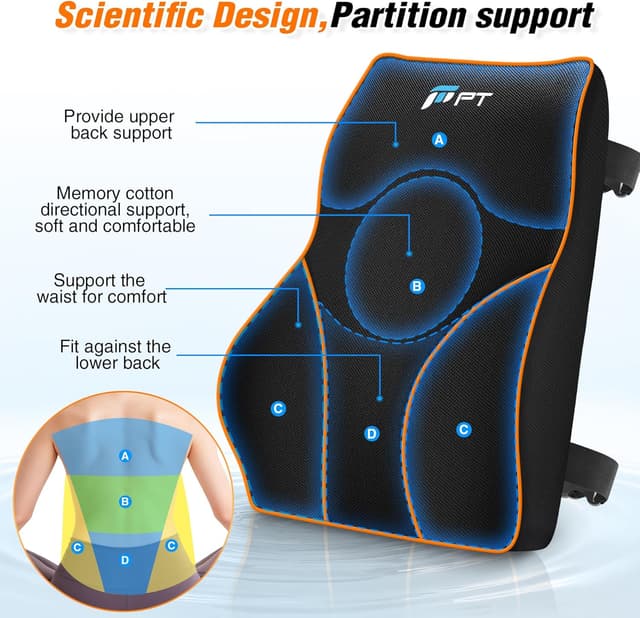 Detalle de POOTACK Lendenkissen Memory-Schaum, schwarz