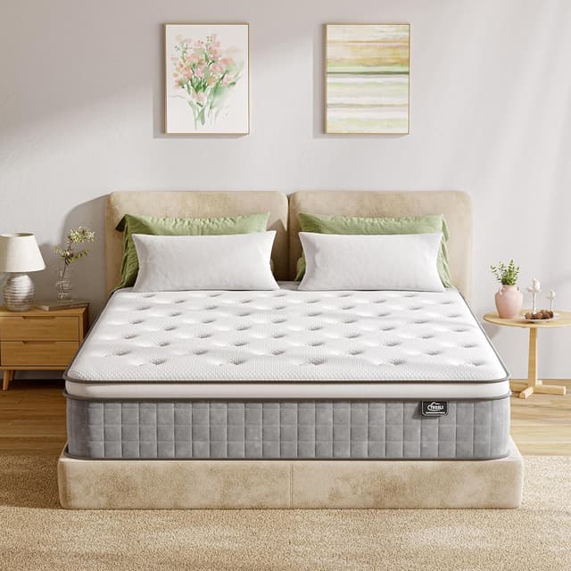 Detalle 2 de TeQsli 10 Inch 7-Zone Orthopaedic Hybrid Single Mattress (Gel Memory Foam & Pocket Springs) – Medium Firm, Edge Support, 90x190x25cm