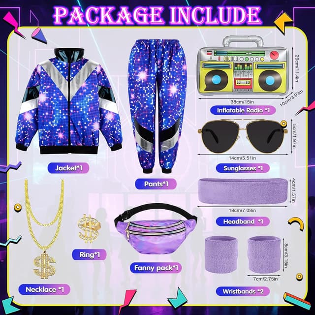 Detalle 2 de BITOYO Disfraz Años 80 Unisex Chándal Retro