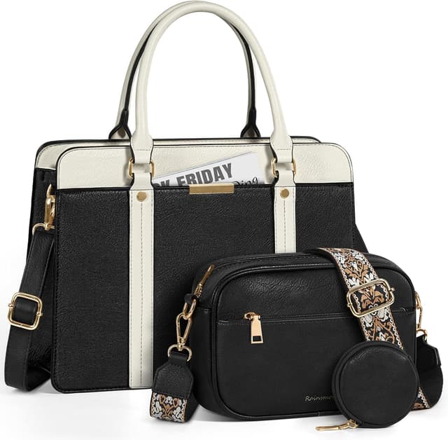 Detalle de RAINSMORE Women’s 3-Piece Handbag Set with PU Top-Handle, Crossbody & Coin Purse