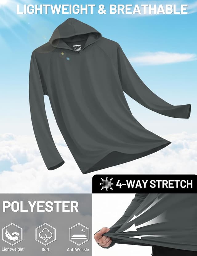 Detalle de TACVASEN Men’s UPF 50+ Sun Protection Long Sleeve Hoodie T-Shirt
