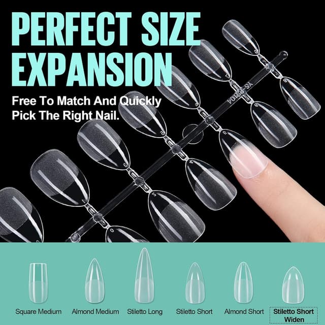 Detalle de TOMICCA Amande Court – capsules de gel pour pose américaine (240 pièces, 10 tailles)