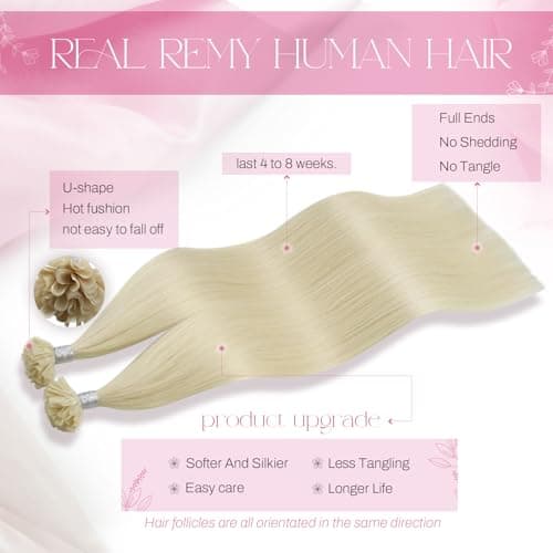 Detalle 2 de Moresoo extension cheveux naturel kératine 50 mèches blond clair 35 cm ⚙