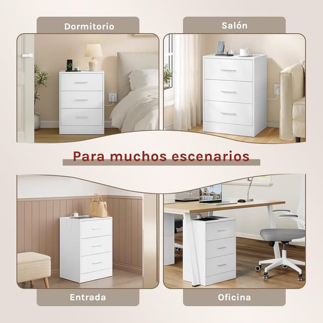 Thumbnail 6 de WOLTU Mesitas de Noche con Enchufes 3 Cajones