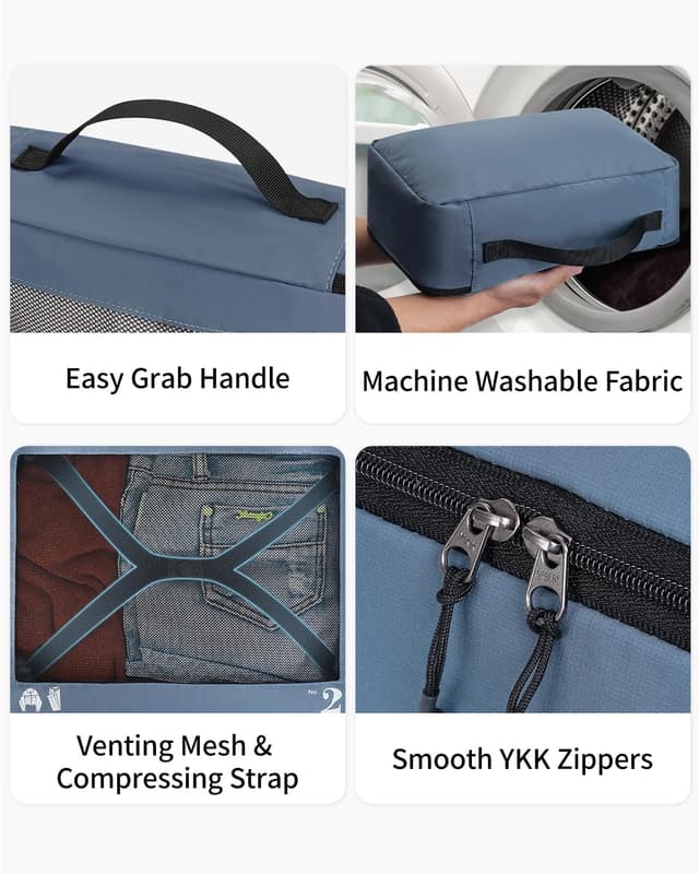 Detalle de ECOHUB 7-piece Packing Cubes set in recycled PET (Blue) for suitcase and travel organisers