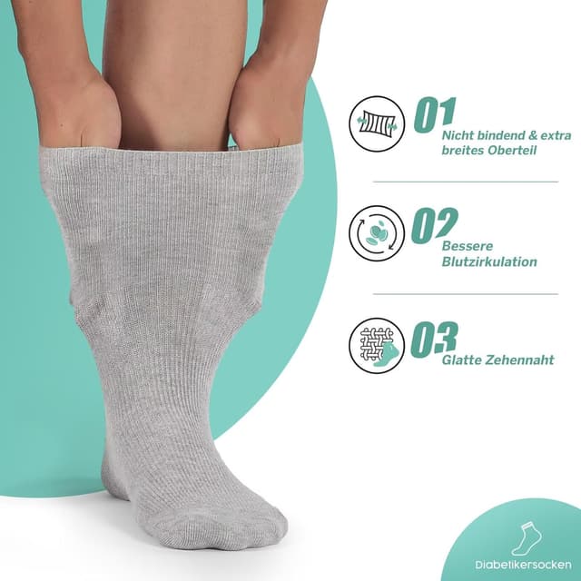 Thumbnail 2 de TUUHAW Diabetikersocken 10 Paar ohne Gummibund