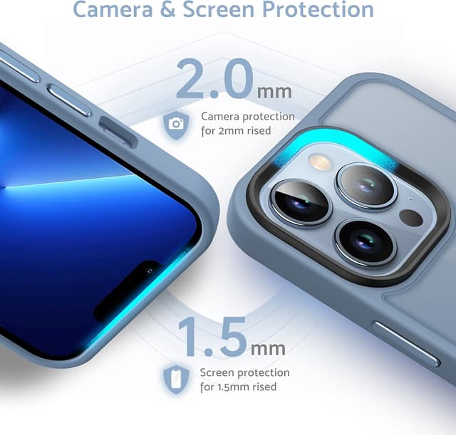 Detalle de Anqrp Matt Zero Serie für iPhone 13 Pro Hülle dünn (Militärischer Schutz & Kameraschutz) transparent-blau