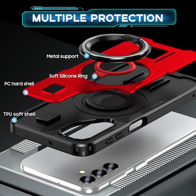 Detalle de Tuvror coque pour Samsung Galaxy A24 5G/4G avec support et anneau rotatif 360°