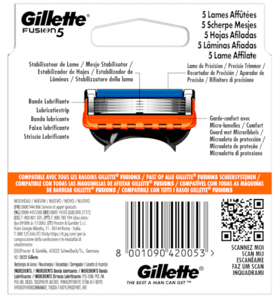 Detalle 2 de Gillette Fusion5 recambios para maquinilla de afeitar (8 uds)