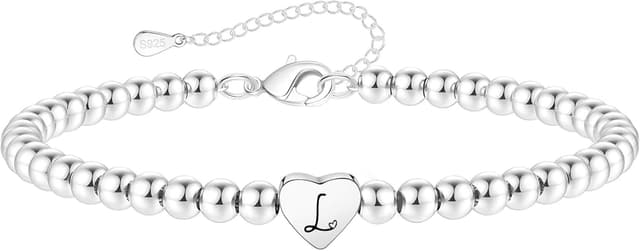 Imagen de Crownette S925 Silver Bead Bracelet adjustable heart initial 💍 en OfertitasTOP