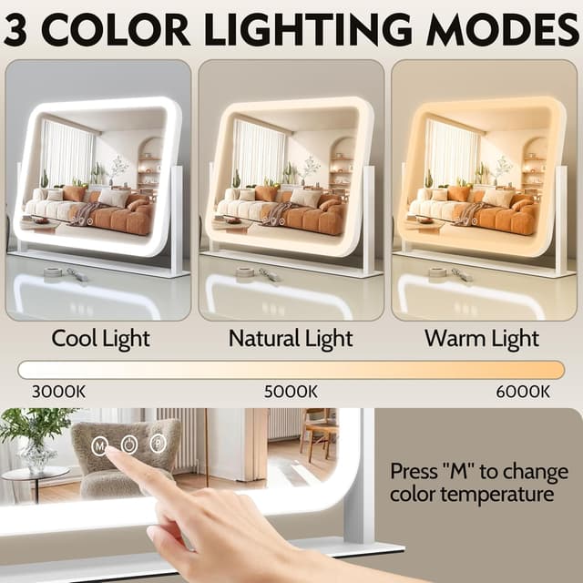 Thumbnail 3 de ROLOVE 17"x13" Lighted Vanity Mirror with 10X Magnification 💄