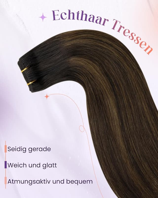 Thumbnail 6 de LaaVoo Tressen Echthaar Extensions 50 cm