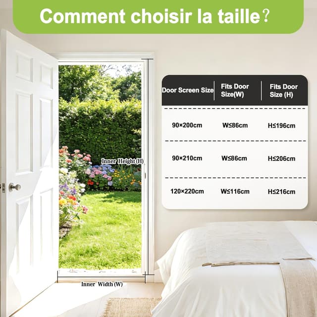 Detalle 2 de JANORS Zanzariera Porta Finestra 120x220 cm magnetica con chiusura automatica e fissaggio senza fori