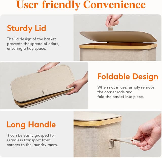 Thumbnail 4 de Lifewit 65L Slim Laundry Hamper with Lid