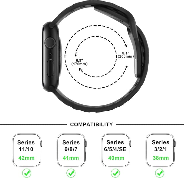 Detalle de Anlinser Sport Straps silicone loop band for Apple Watch 42mm/41mm/40mm/38mm (anthracite)