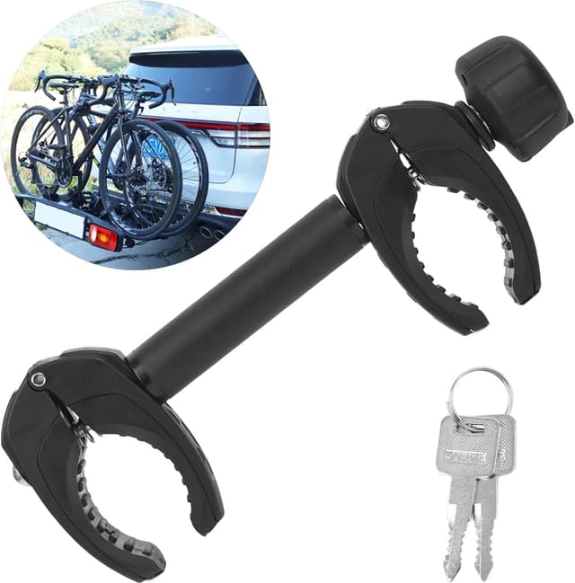 Detalle de Warmfay Schwarz Rahmenhalter Lang 32 cm – abschließbarer Ersatzhalter für Heckträger (U-Bügelrohr Ø 2,5–3,0 cm)