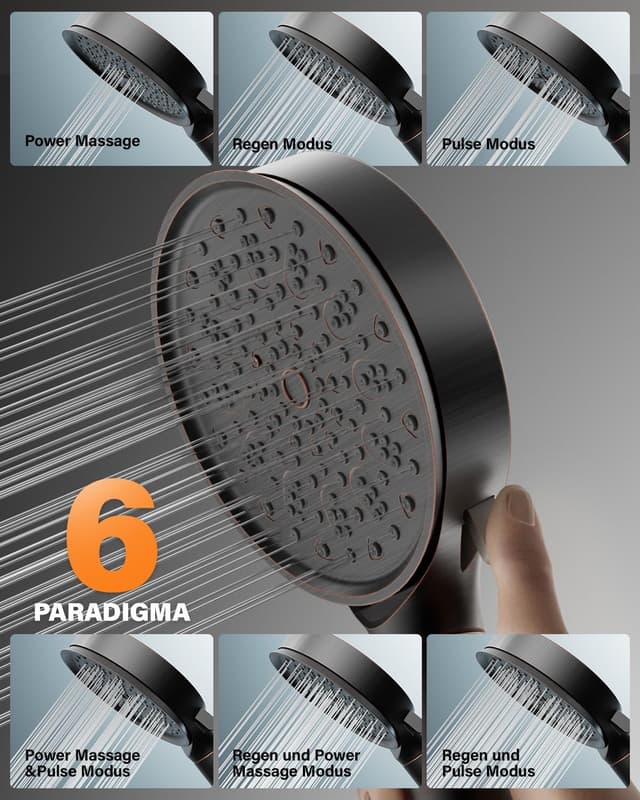 Detalle de Cobbe Duschkopf mit Filter (20-stufig) und Hochdruck-Handbrause mit Schlauch, 6 Strahlarten, für hartes Wasser