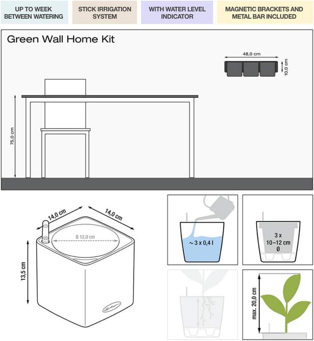 Thumbnail 1 de LECHUZA CUBE Kit da parete 48x15x14 cm