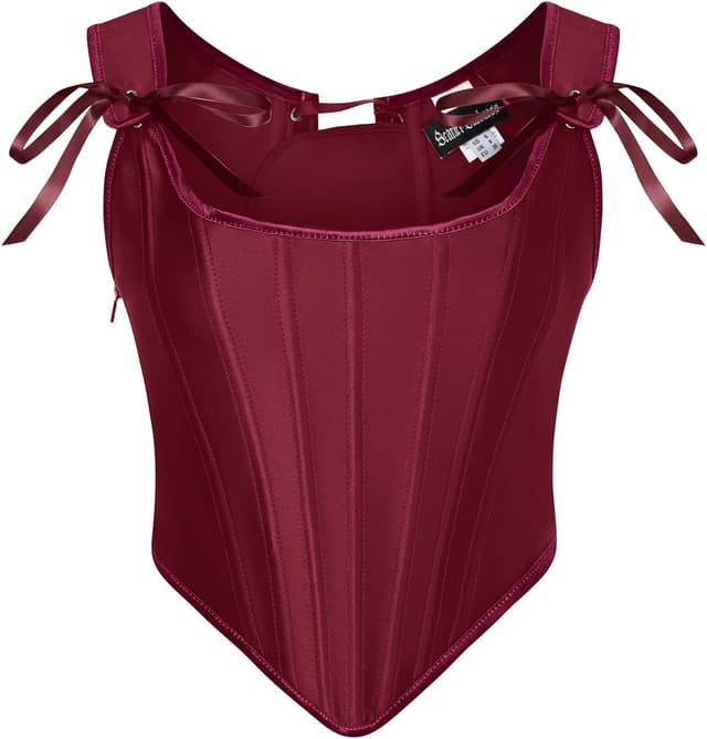 Detalle de Scarlet Darkness corset Renaissance pour femme en satin, à lacets style vintage