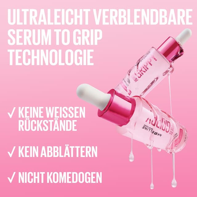 Detalle de Maybelline New York Grippy Serum Primer mit Niacinamid – serum-to-grip Make-up Primer für bis zu 24 Stunden Halt (30 ml)