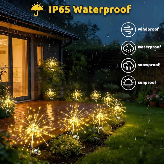 Detalle 2 de Joycome luci solari da esterni per giardino con 150 LED (2 pezzi), 8 modalità e batteria ricaricabile