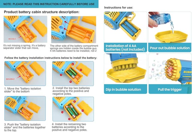 Detalle 2 de JONEG 2-Pack Bubble Machines for Kids (Ages 3–8) with Bubble Solution