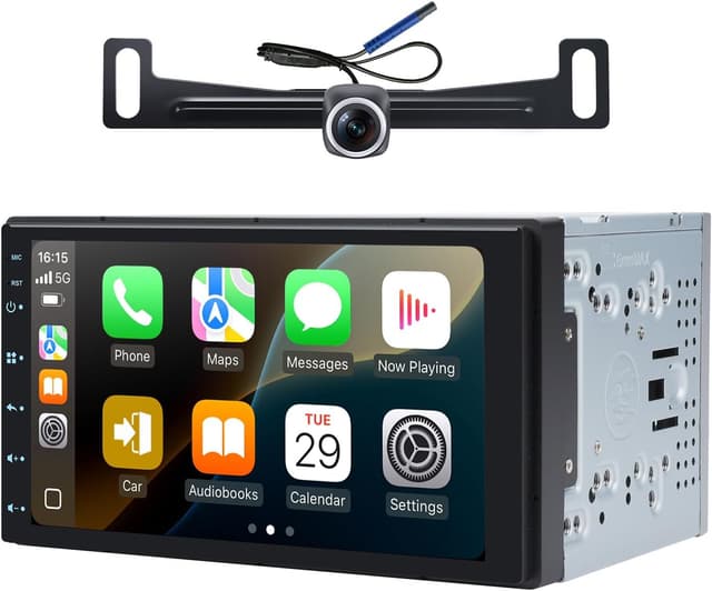 Detalle de AINAVI 7-inch Android Double Din Car Radio with CarPlay/Android Auto, 2+32G, 48B EQ & DSP, Backup Camera Input