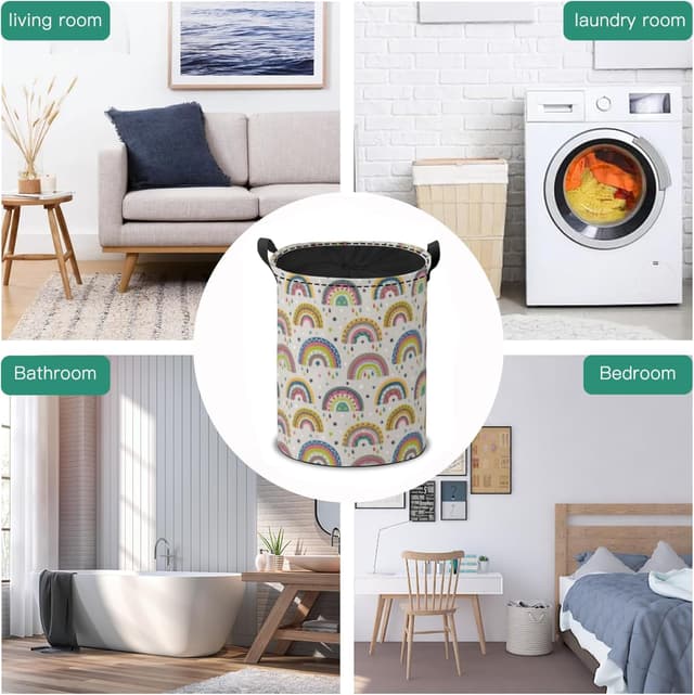 Thumbnail 4 de Drawstring Laundry Basket Rainbow Pattern 40L
