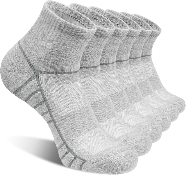 Detalle de coskefy Sports Quarter Ankle Socks (85% cotton) – cushioned anti-blister trainer socks, 6 pairs
