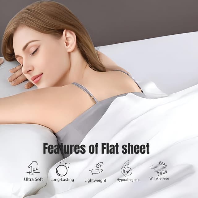 Detalle de APEX FURNISHINGS Egyptian Cotton 300 Thread Count Flat Sheet for Single Bed (180cm x 255cm)