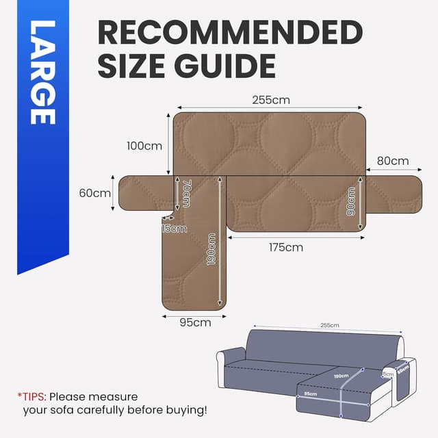 Thumbnail 2 de Ystyle Housse Canapé 3 Places Réversible Café Clair