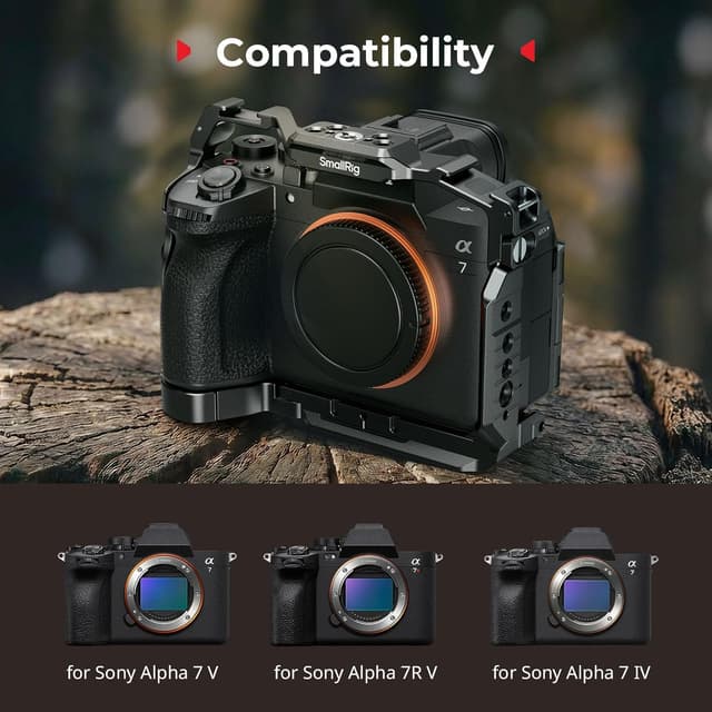 Detalle de SmallRig Alpha 7 V HawkLock Schnellwechselkäfig (6024) mit Arca/NATO, QD-Buchse und Cold Shoe