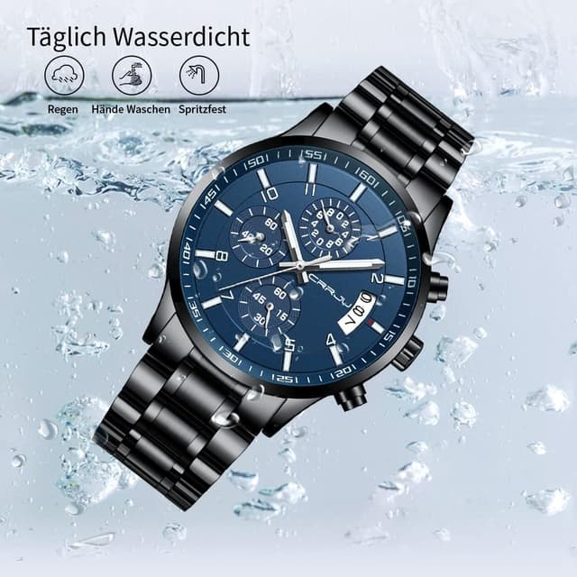Thumbnail 6 de CRRJU Herren Uhr Business 30 m wasserdicht