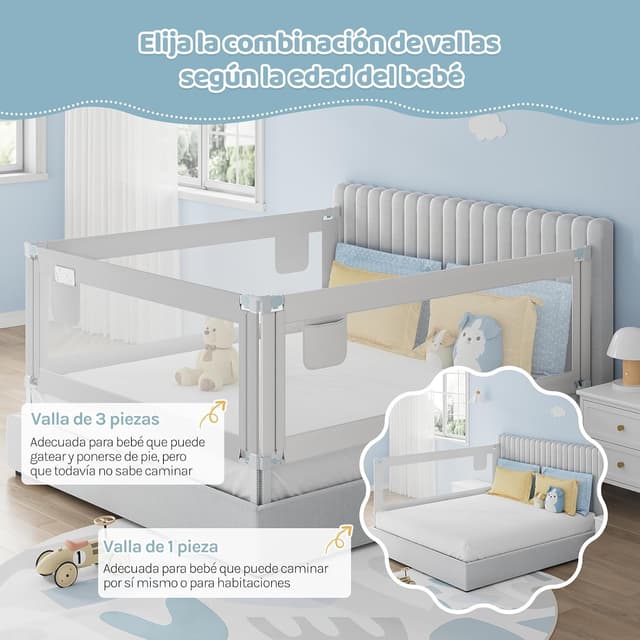 Thumbnail 6 de WOLTU Barandilla de seguridad 200 cm para cama 🛏️