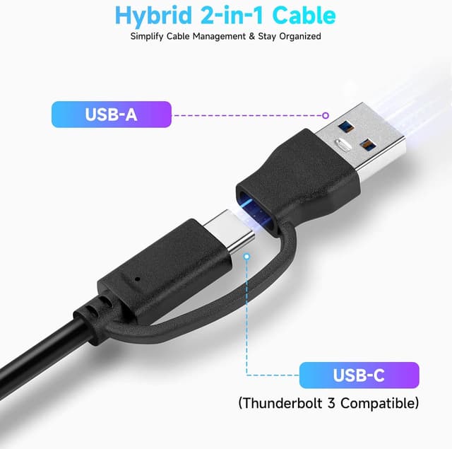 Detalle 1 de RSHTECH USB-C Hub with Ethernet Adapter 4‑Port USB 3.2 Data Hub