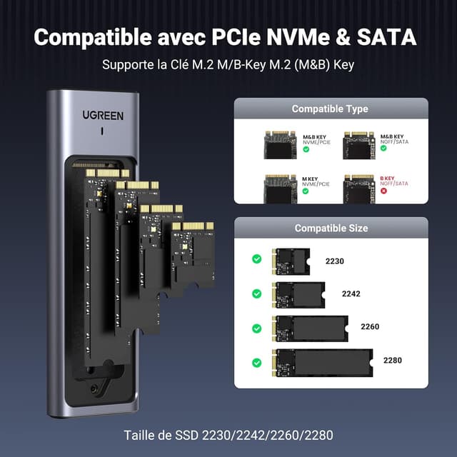 Thumbnail 1 de UGREEN boîtier M.2 SSD NVMe 10 Gbps