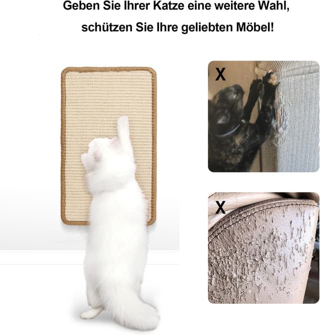 Detalle de FUKUMARU Kratzmatte für Katzen aus Sisal – 60 x 40 cm (beige)