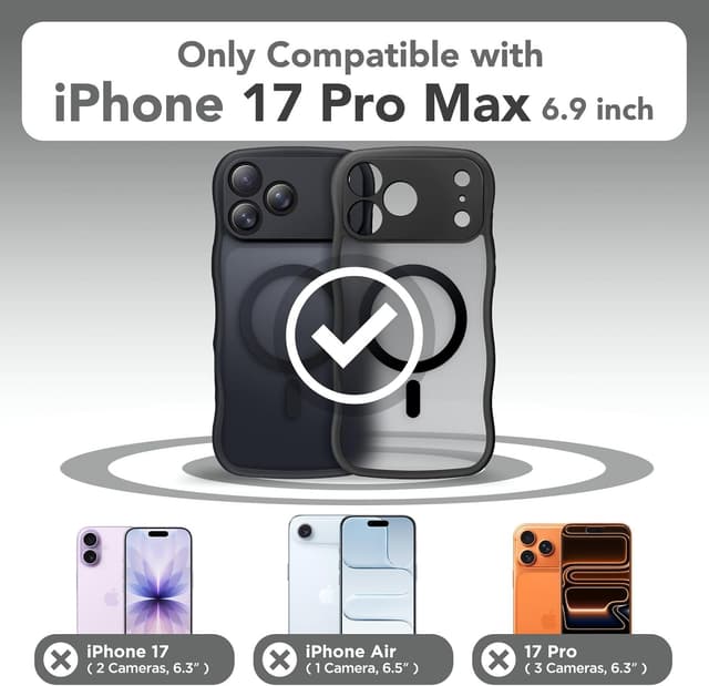 Detalle 2 de CAPRARO Magnetic Case for iPhone 17 Pro Max (Translucent Matte Wave Design, MagSafe-Compatible)