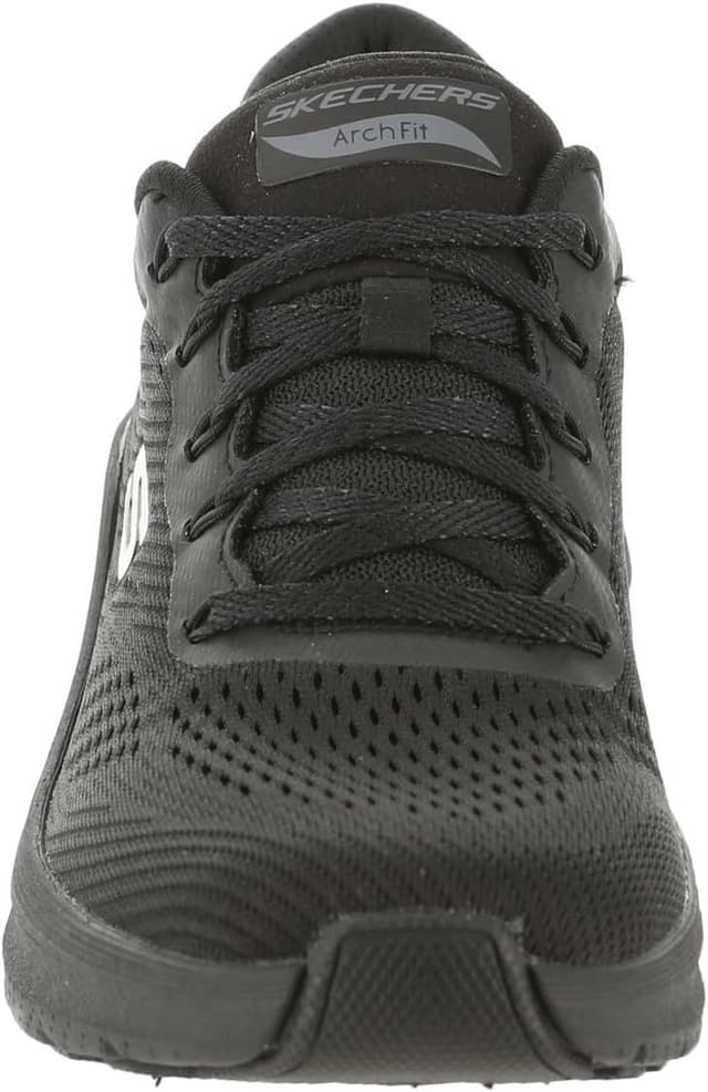 Detalle de Skechers Femme Arch Fit 2.0 Big League – baskets à laçage, mesh noir et détails gunmetal (39,5)