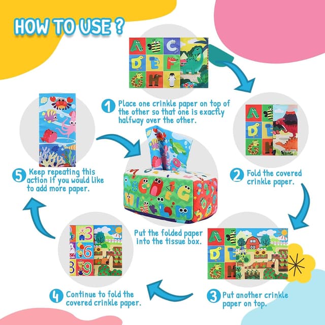 Detalle de URMYWO Baby Tissue Box Toy (Montessori Crinkle Sensory Toy for 6–12 Months)