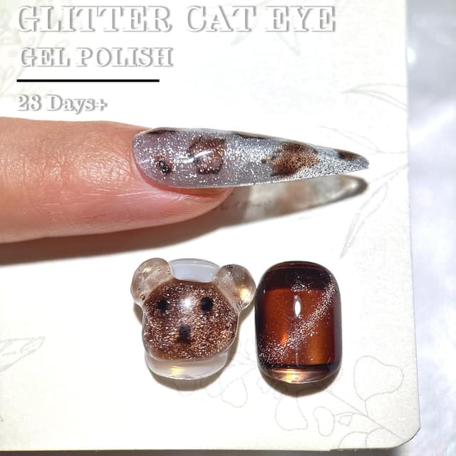 Detalle de KRISNICE vernis gel semi-permanent effet œil de chat holographique 3D translucide (Brun Hivernal, MY024)