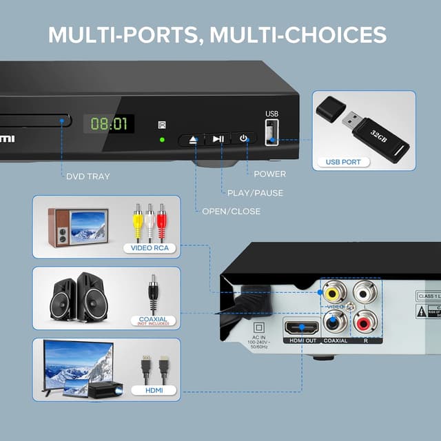 Thumbnail 4 de Blu-ray Player für Fernseher 1080p HD mit USB ⌚?