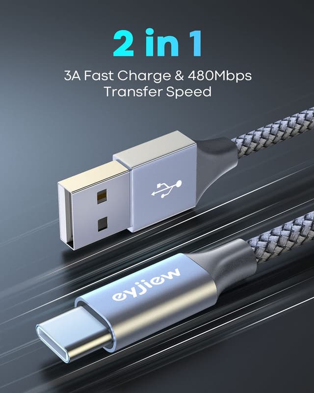 Detalle de eyjiew USB C charger cable 0.5m 2 pack