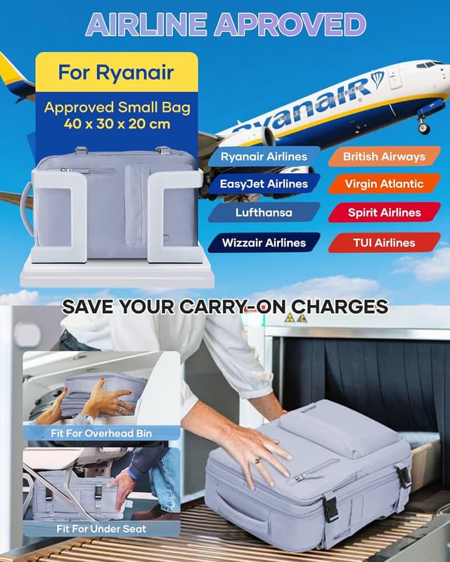 Detalle de SZLX sac à dos de voyage sous vide 40x30x20 avec pompe et compartiment ordinateur 14 pouces