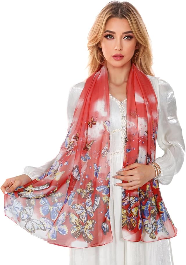 Detalle 2 de Lamca Chiffon Scarf (Ladies Scarves) – lightweight floral georgette scarf for women
