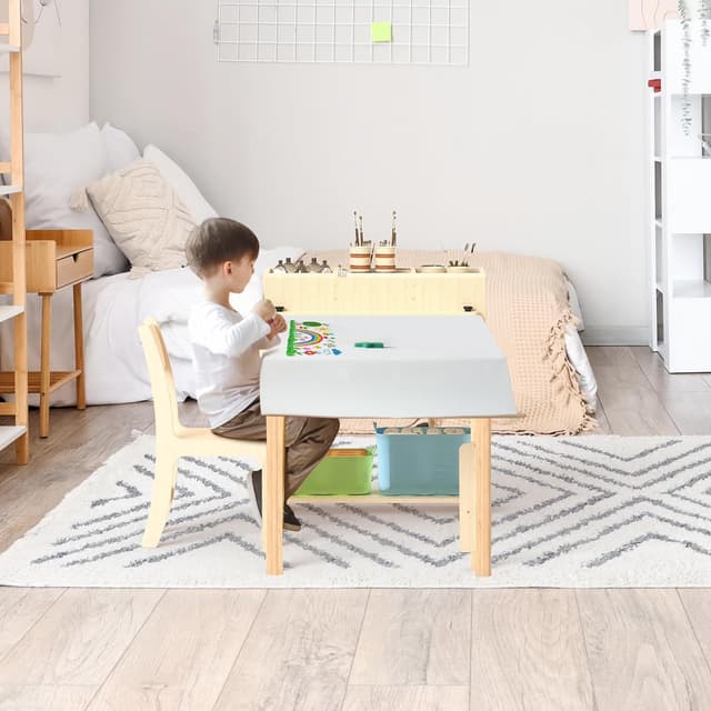 Thumbnail 6 de Puecrof Children’s Wooden Desk and Chair Set 1